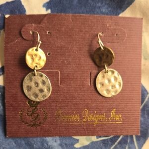 Premier Designs Two-Tone Hammered Earrings